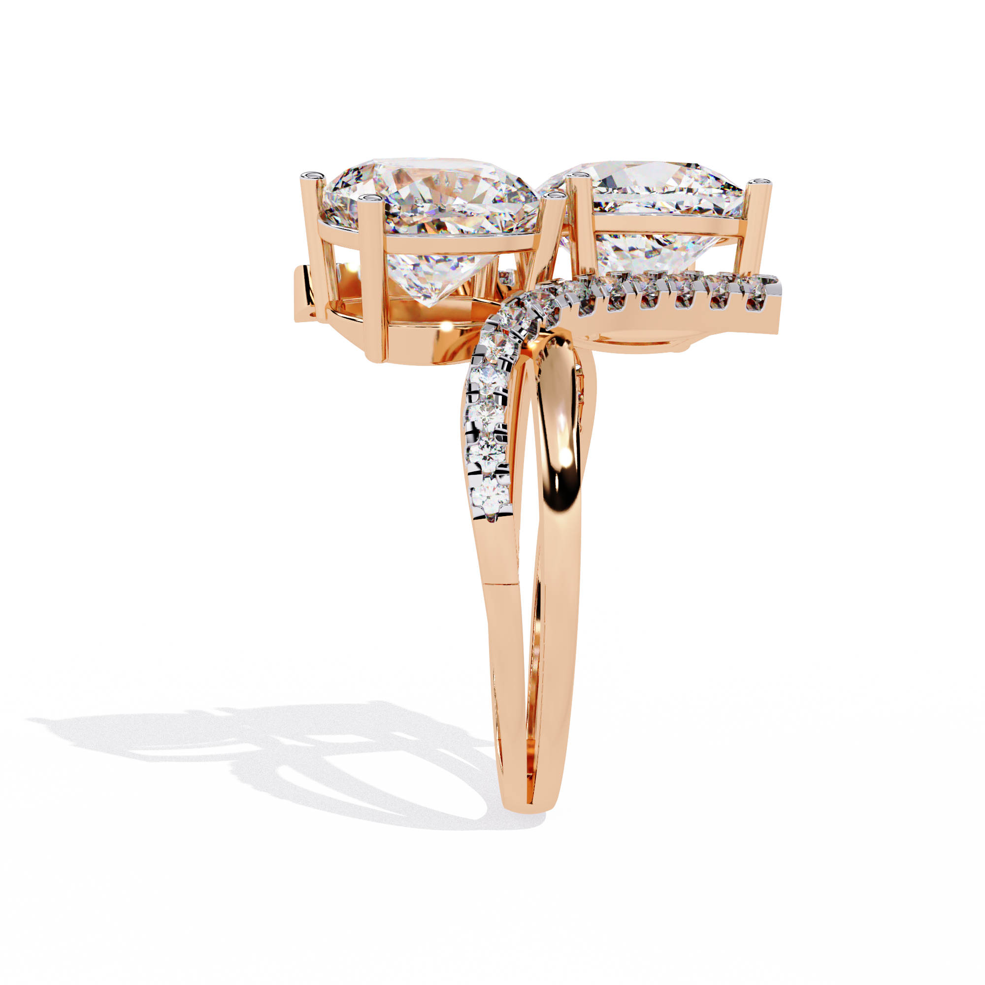 Solitairekart-5.04 CT Lab Grown Twin Cushion Harmony Diamond Ring